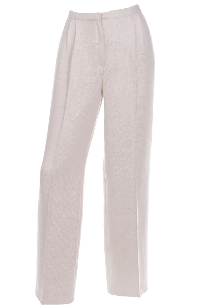 2000s High Waisted Valentino Silk LInen and Wool Blend Trousers