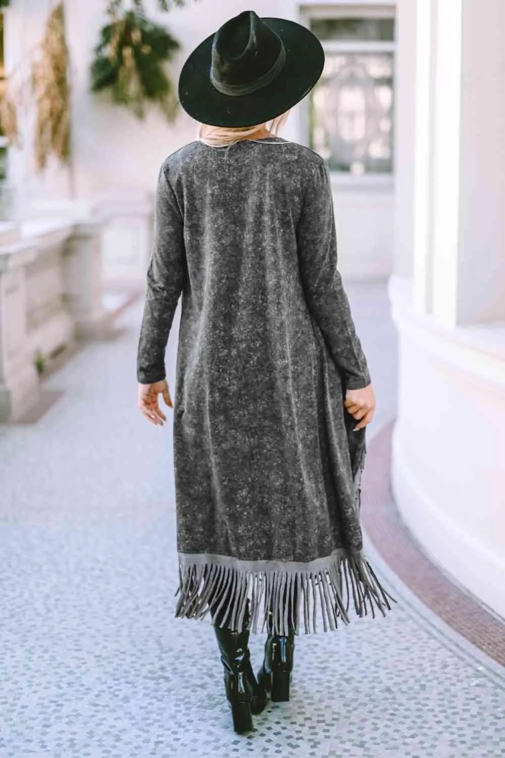 Angie Fringe Detail Long Sleeve Cardigan