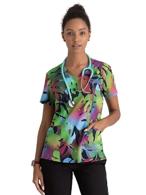 Barco One Women's Print V-Neck Scrub Top | Tropical Breeze