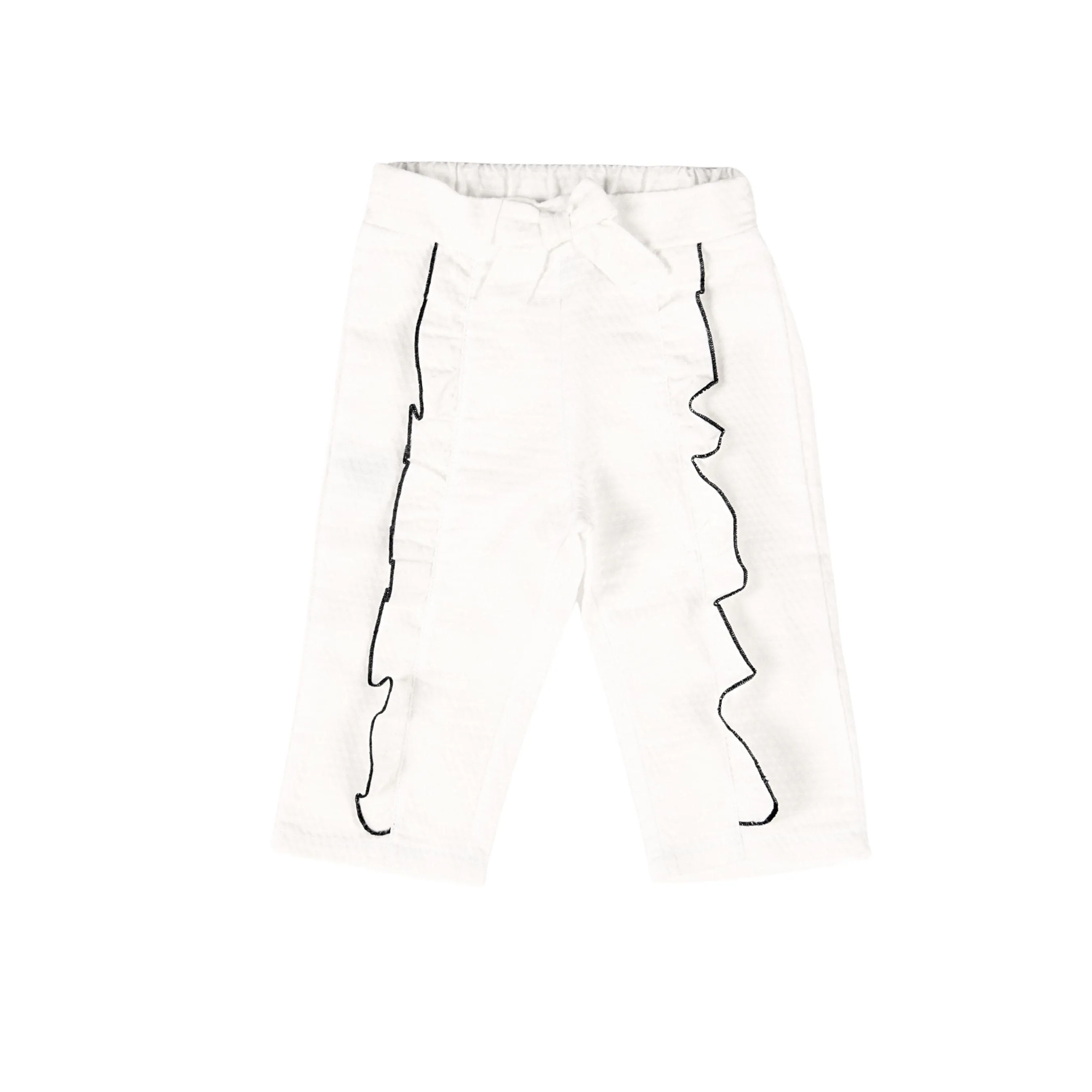 Camille | White Trousers With Ruffles