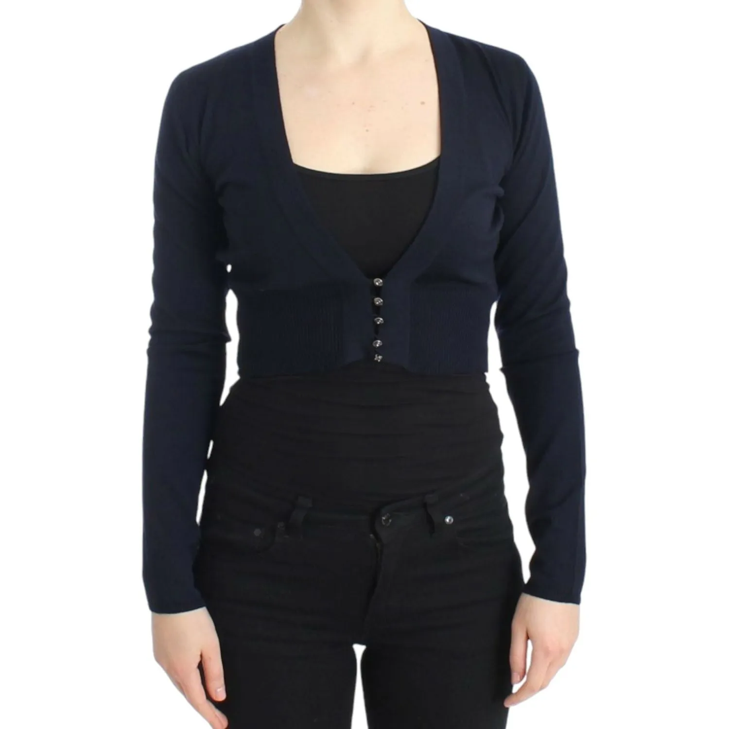 Cavalli Elegant Cropped Virgin Wool Cardigan