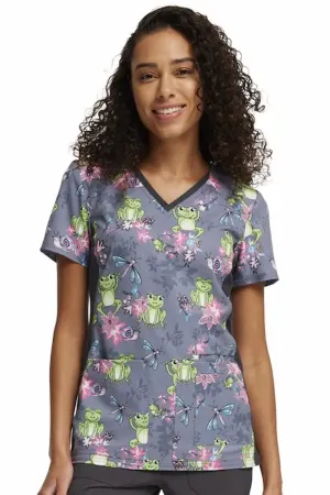 Cherokee iFlex Women's V-Neck Knit Panel Top | Toad-ally Floral Friends