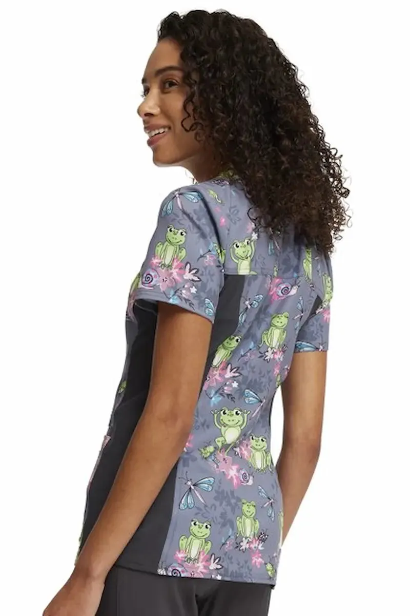 Cherokee iFlex Women's V-Neck Knit Panel Top | Toad-ally Floral Friends