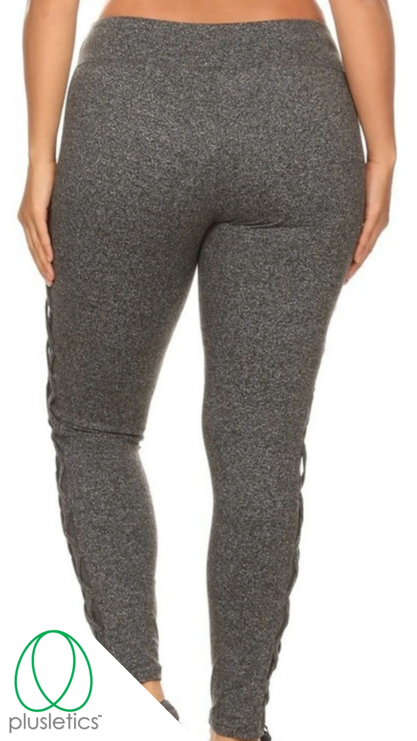 Criss Cross Mesh Leggings - Dark Heather