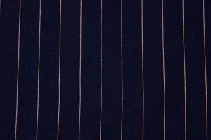 Designer Navy & Gold Pinstripe Sand-Washed Silk Crepe de Chine (Made in Italy)