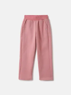 Elle Girls Pink Solid Straight Sweatpant