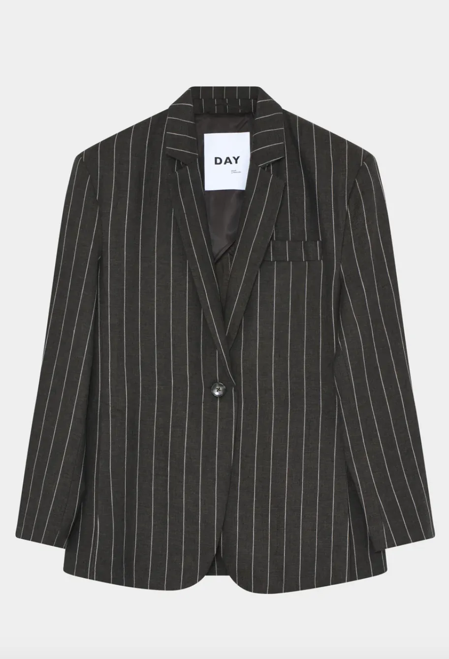 Emile Casual Chocolate Linen Stripe Blazer