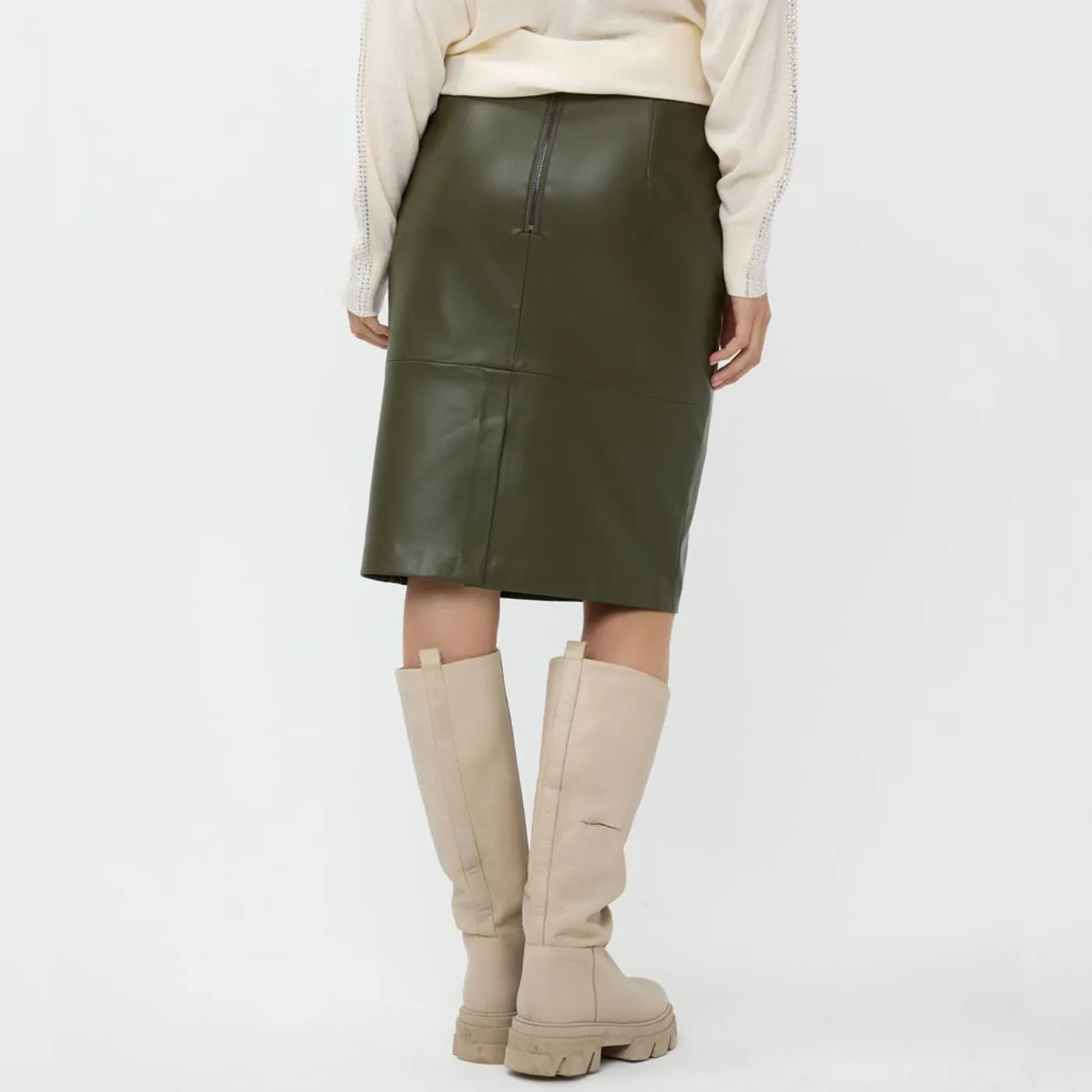 Esqualo Vegan Leather Pencil Skirt | Green