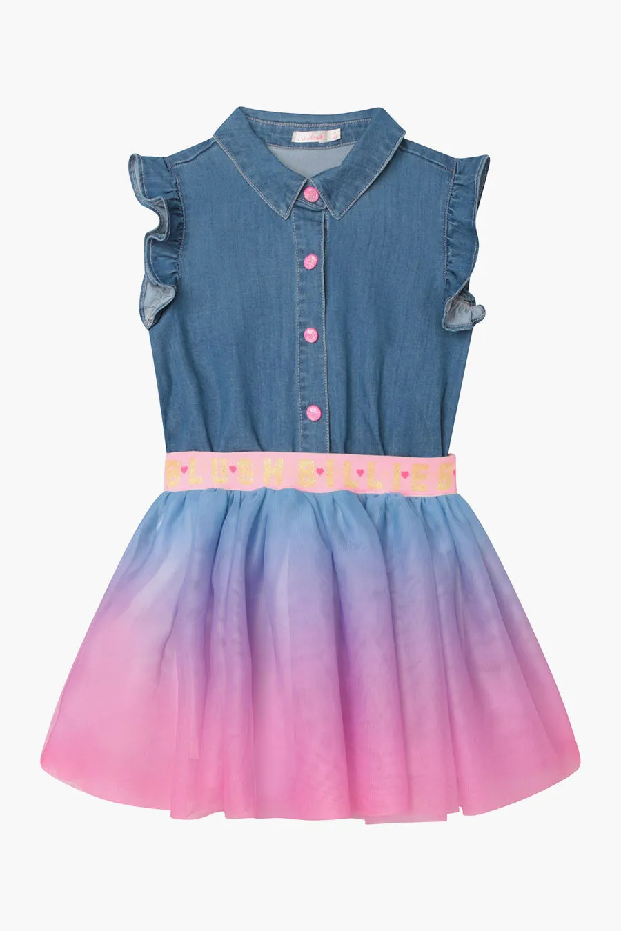 Girls Dress Billieblush Denim Mix