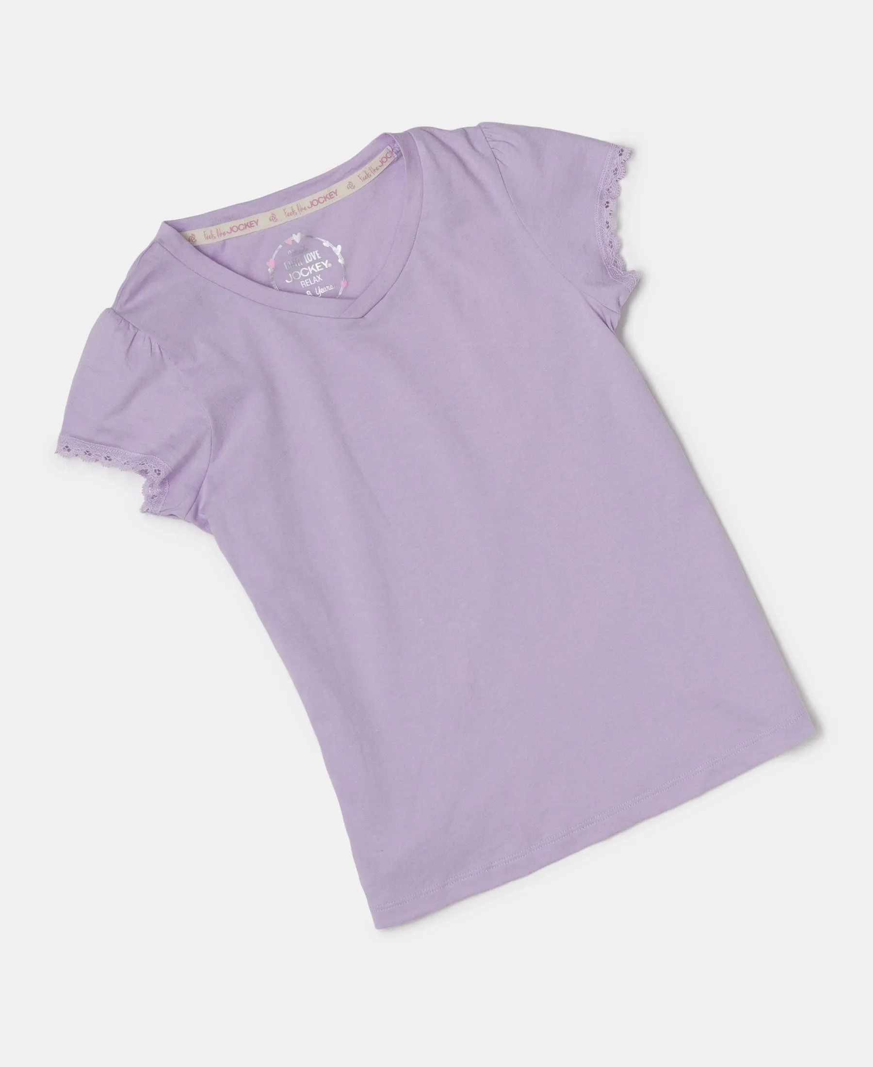 Girl's Super Combed Cotton Solid Short Sleeve T-Shirt - Lavendula