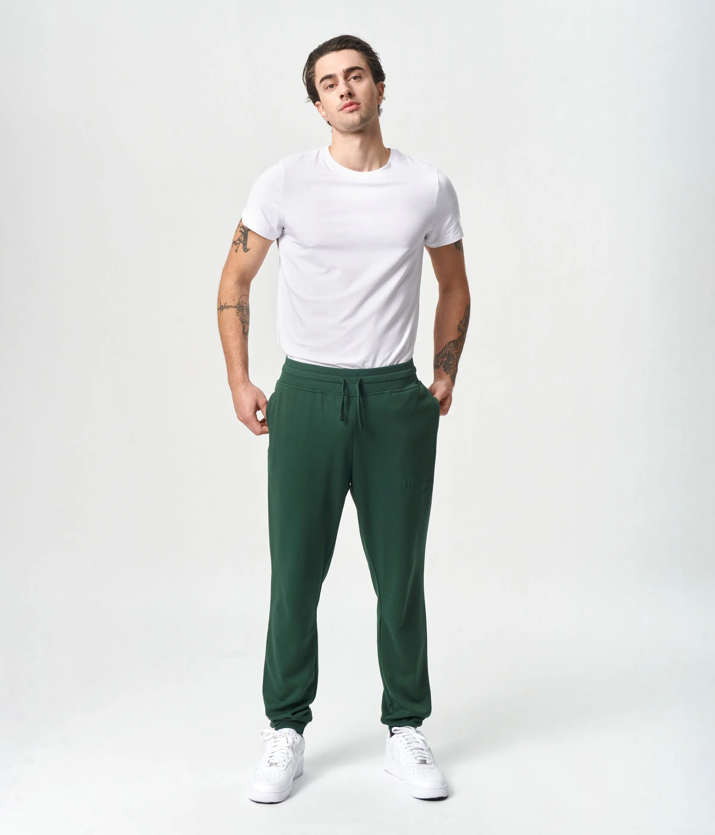 Green bamboo sweatpants with logo