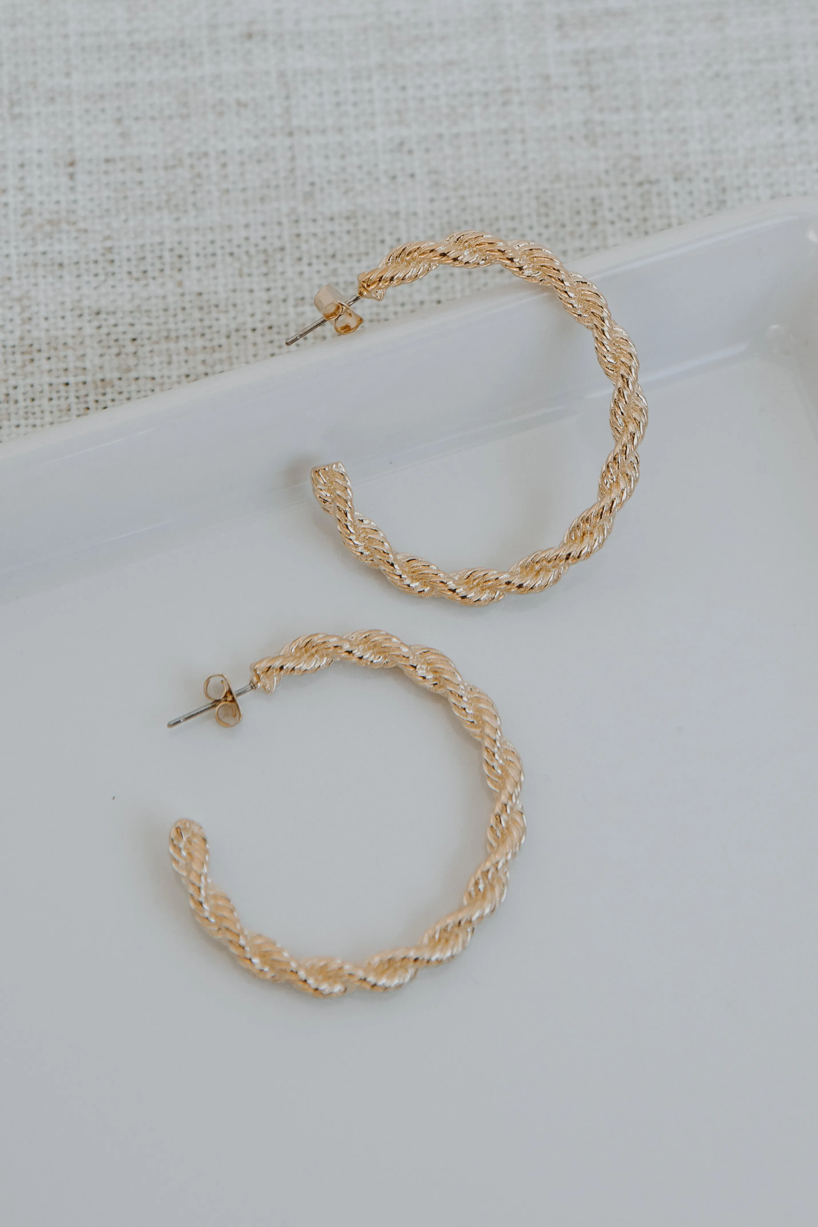 Hallie Gold Twisted Hoop Earrings