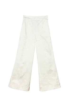 Hepburn High Rise Trousers - Ivory Damask