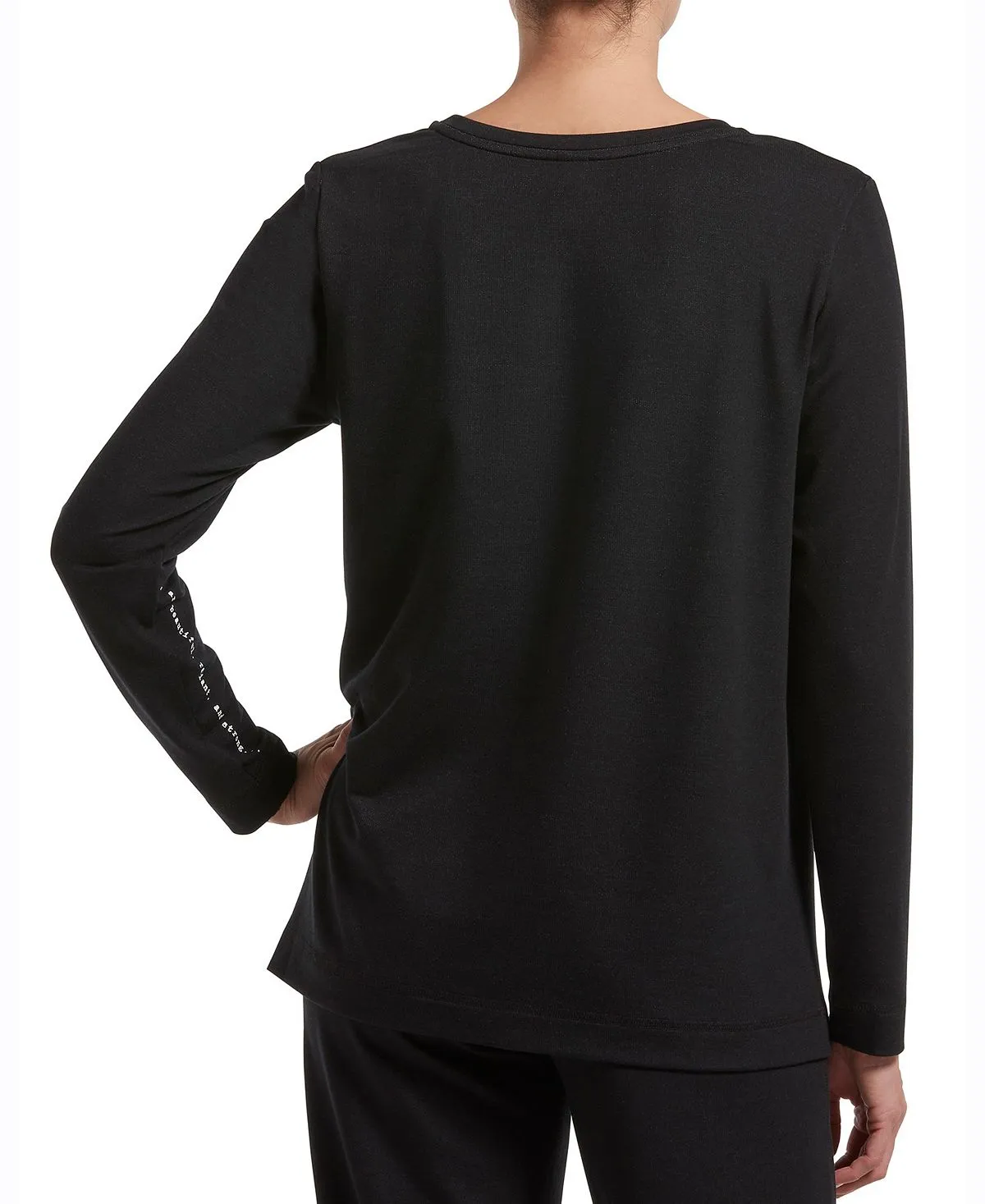 Hue Solid Long Sleeve Leisure T-Shirt, Black