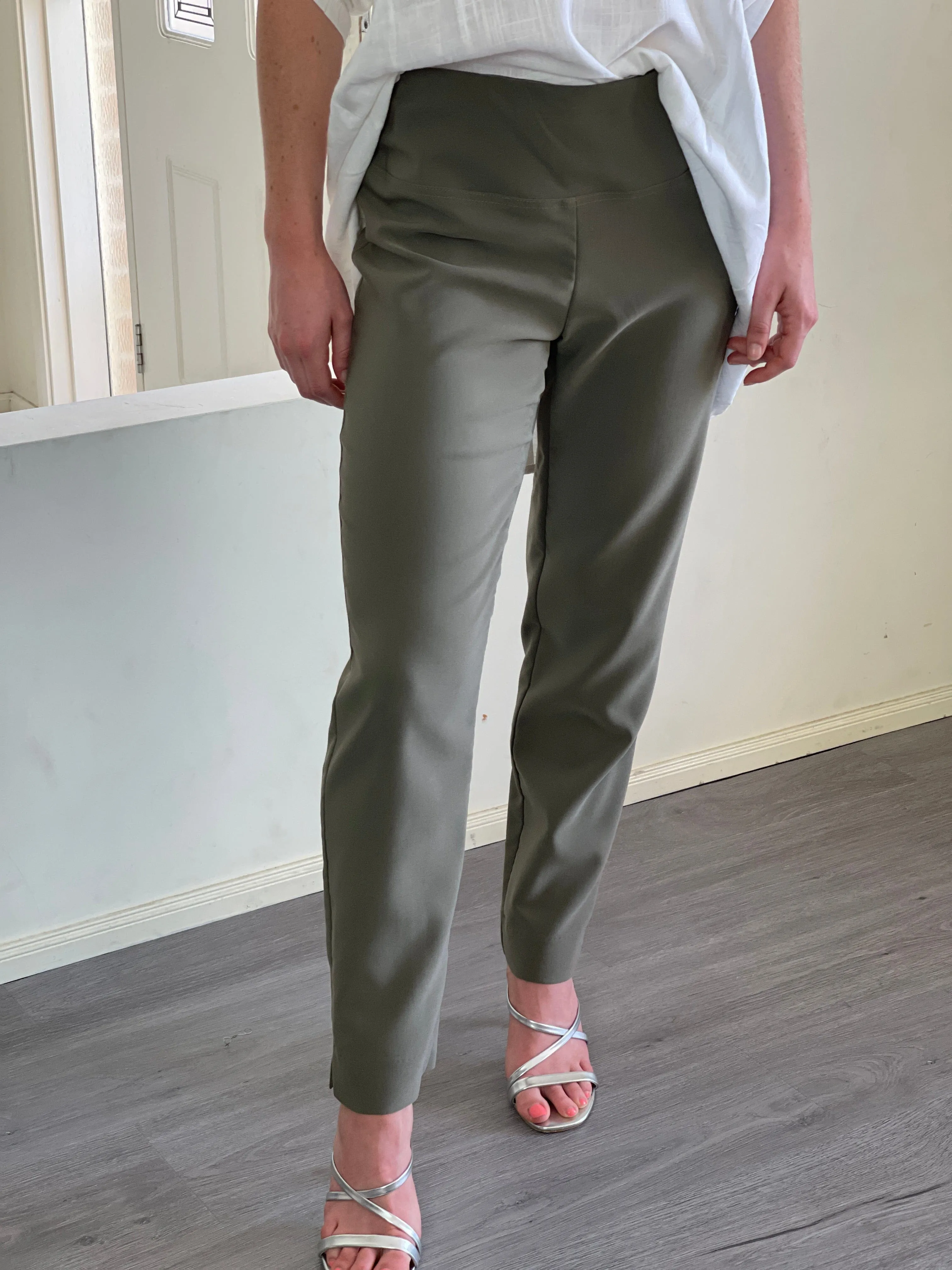 Kylie Khaki Stretch Pants