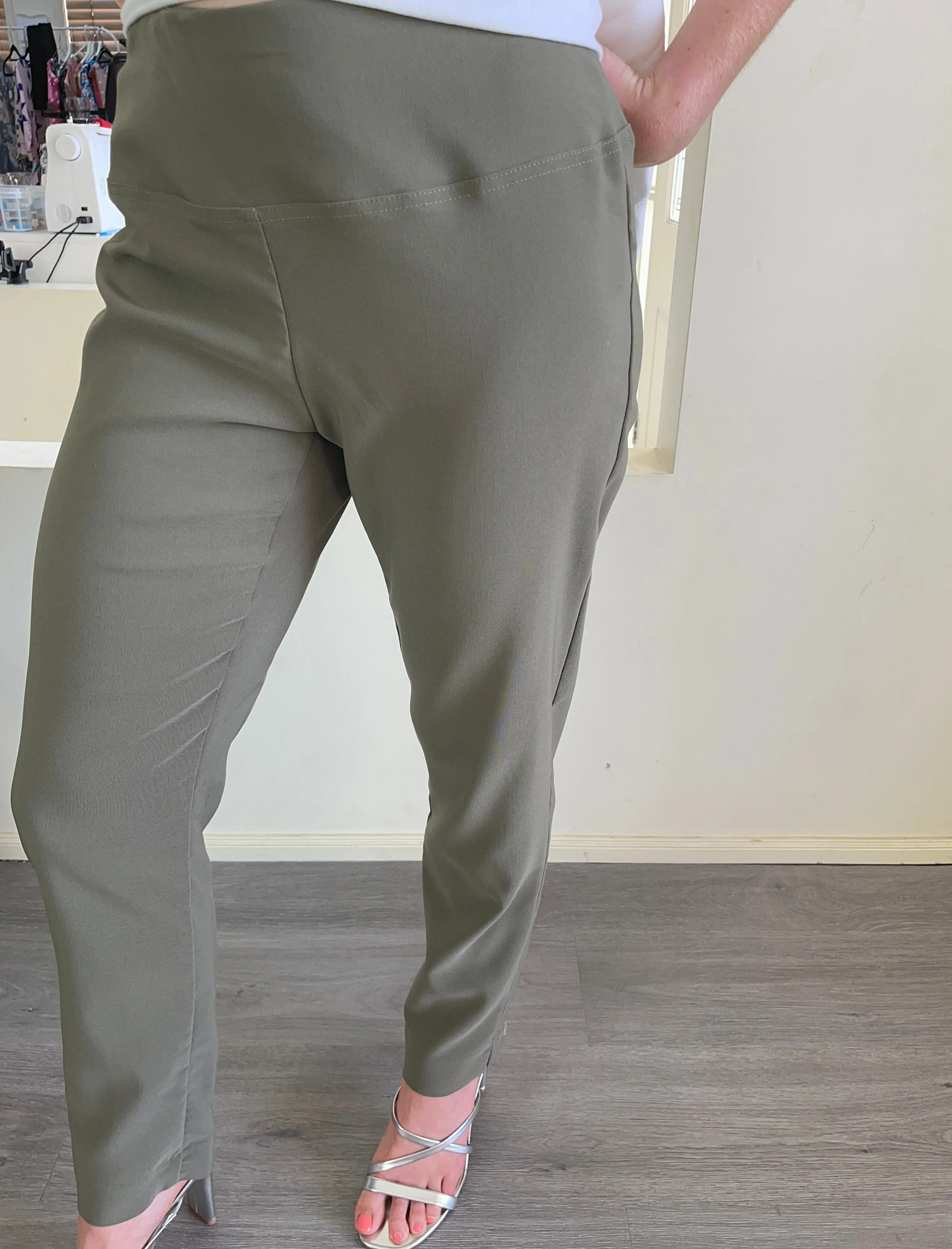 Kylie Khaki Stretch Pants