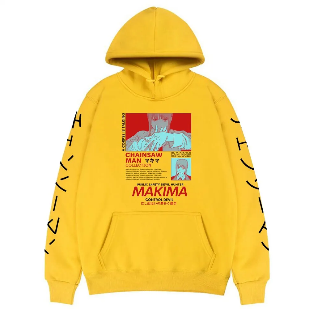 Makima Kanji Denji Anime Hoodie (Colors Available)