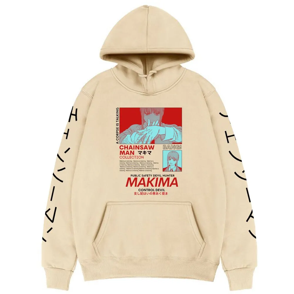 Makima Kanji Denji Anime Hoodie (Colors Available)