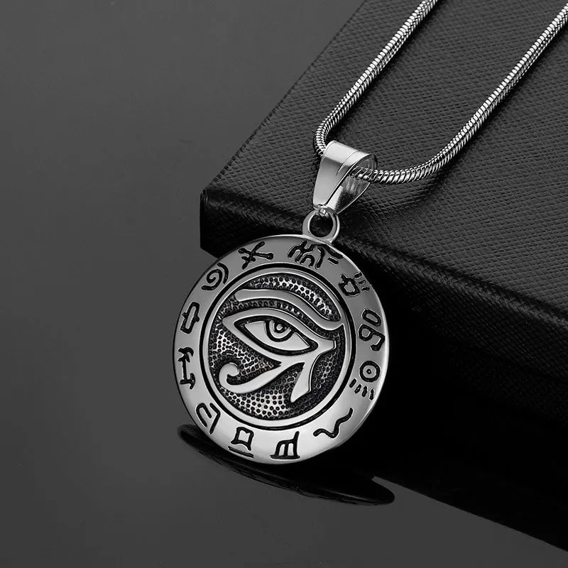 Men Eye of Horus Necklace Pendant Amulet Jewelry 316L Stainless Steel