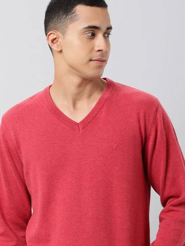 Men Solid Full Sleeve V-Neck Sweater