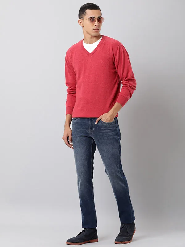 Men Solid Full Sleeve V-Neck Sweater