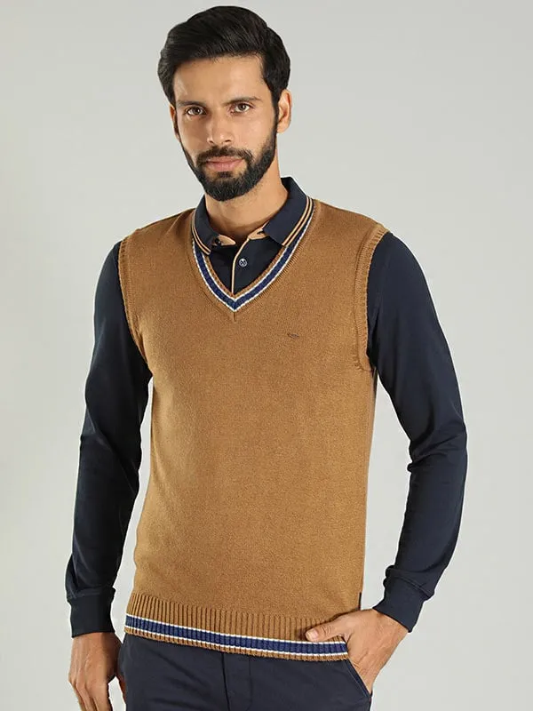 Men Solid Sleeveless Vest Sweater