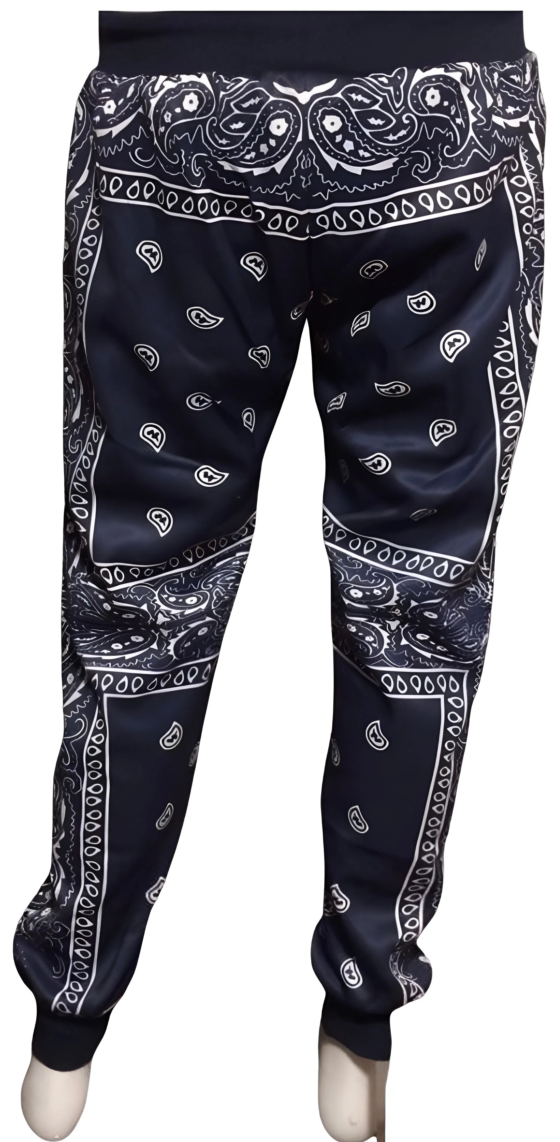 ^NAVY BANDANA^ JOGGER SWEATPANTS *BLUE PAISLEY* (FLEECY SOFT LINED)