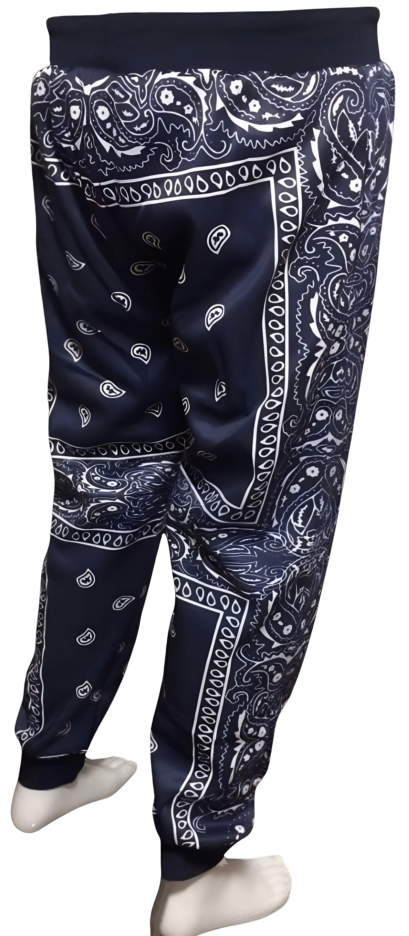 ^NAVY BANDANA^ JOGGER SWEATPANTS *BLUE PAISLEY* (FLEECY SOFT LINED)