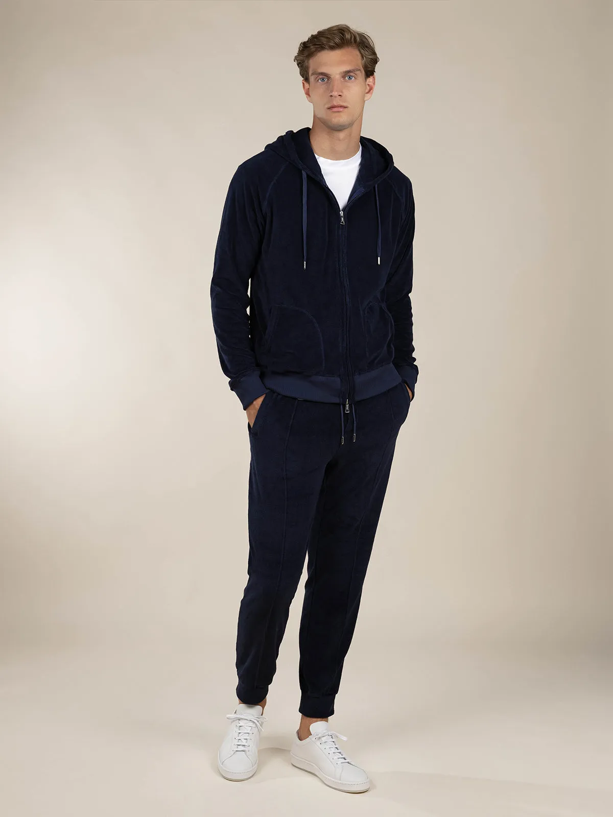 Navy Terry Towelling Leisure Trousers