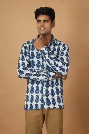 Pattrika Dabu Indigo Mens Cotton Shirt