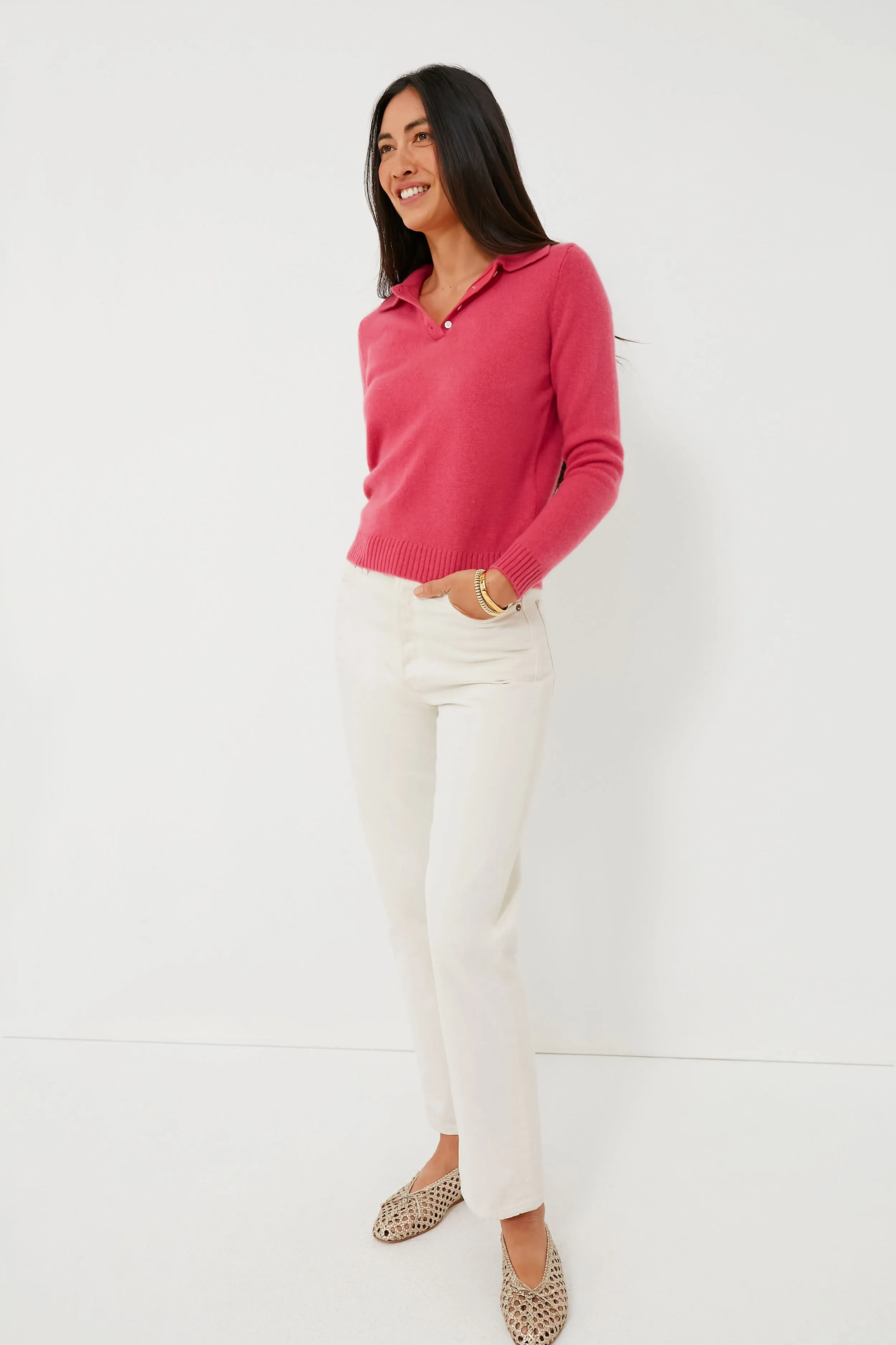 Pink Cashmere Alice Polo Sweater