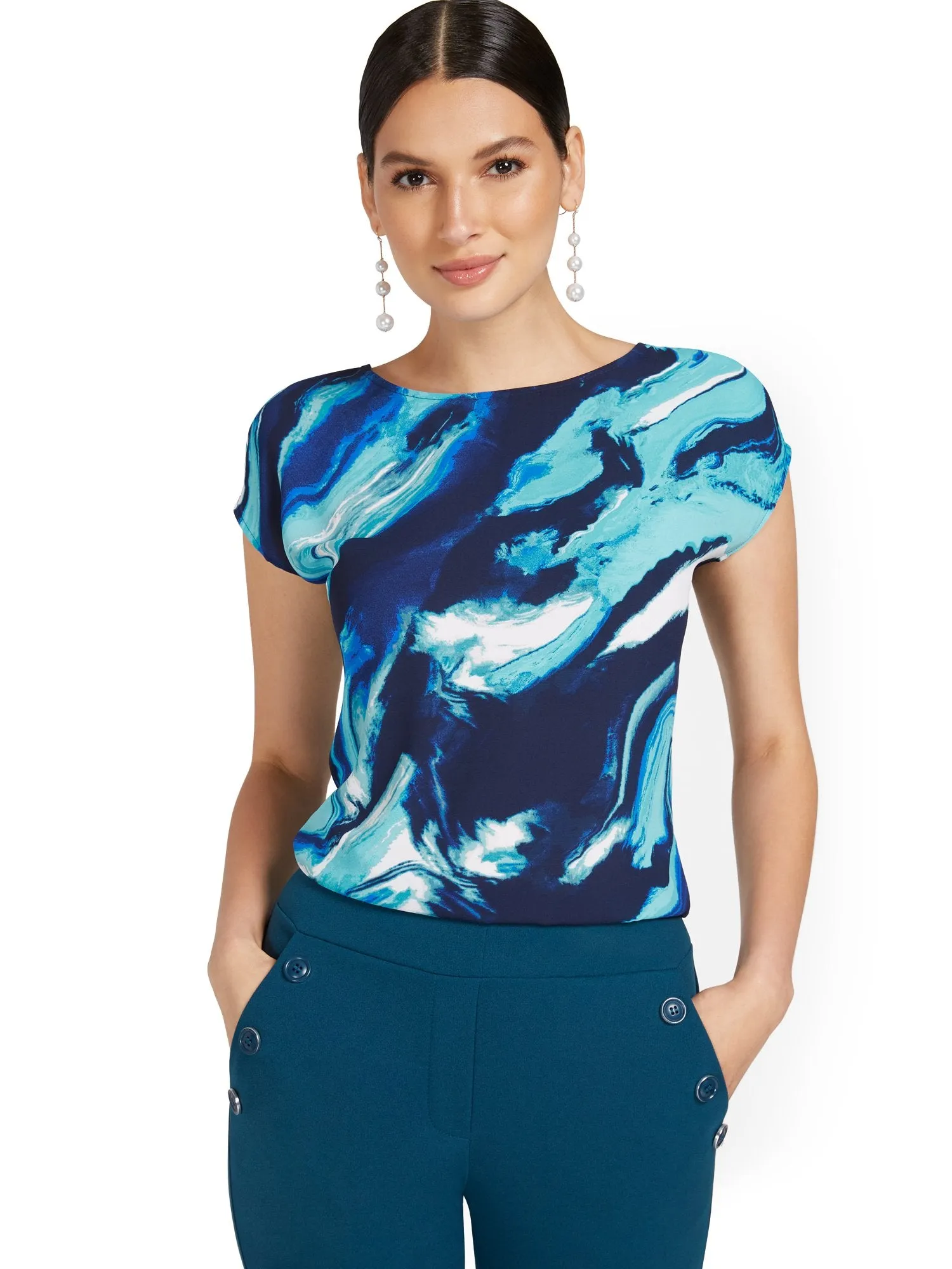 Printed Twist-Back Tee