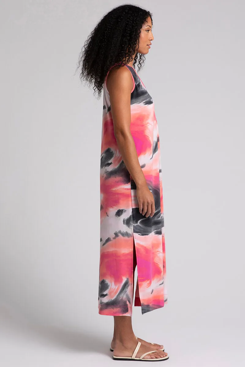 Reversible Slit Tank Dress | Marble Print