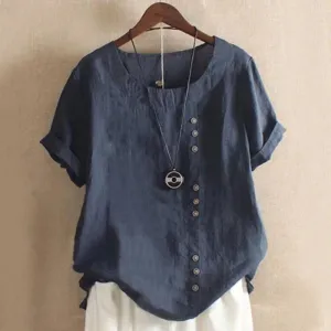 Short Sleeve Button Summer Blouse