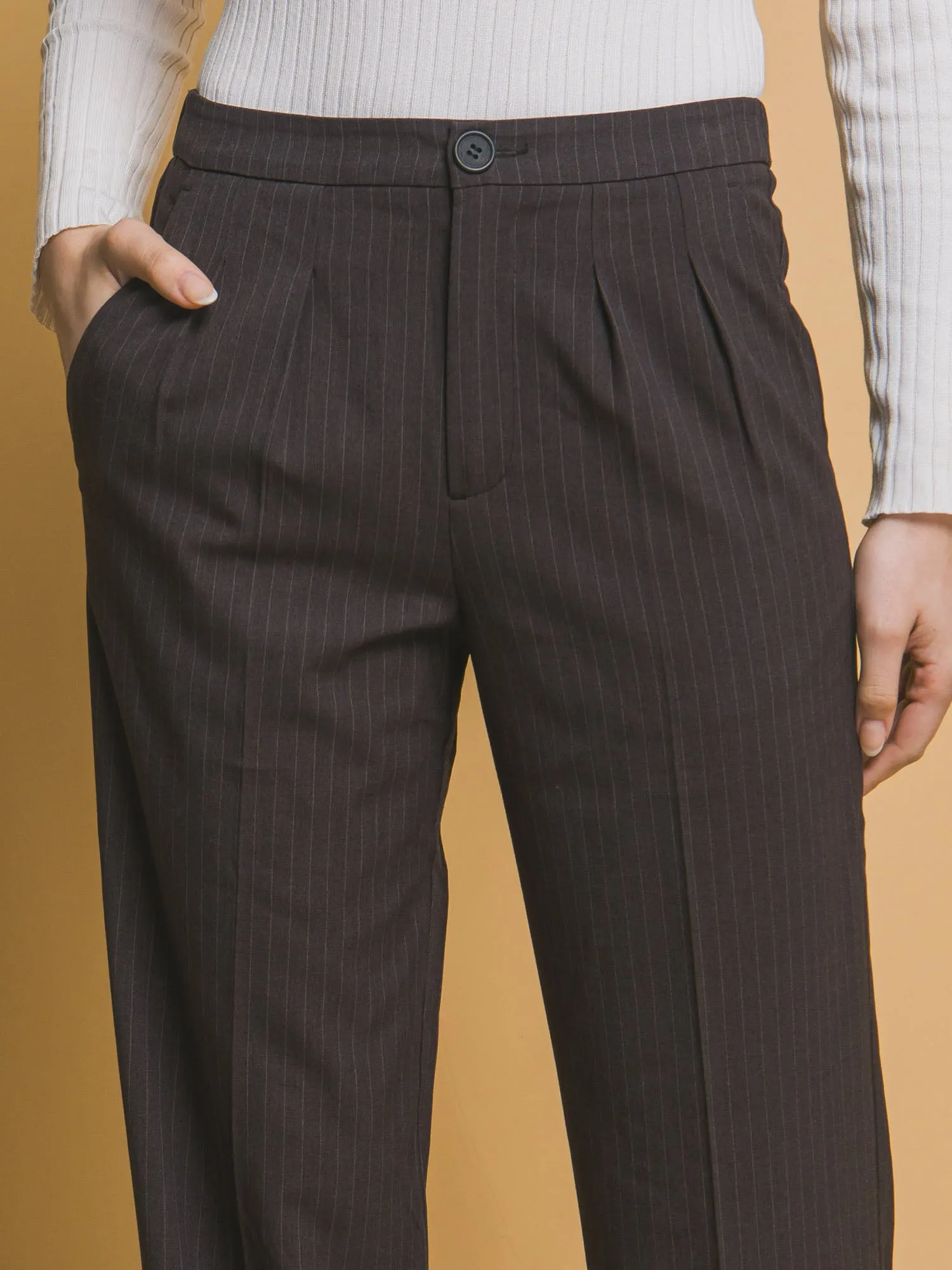 Sleek Style Straight Leg Pin Stripe Pant