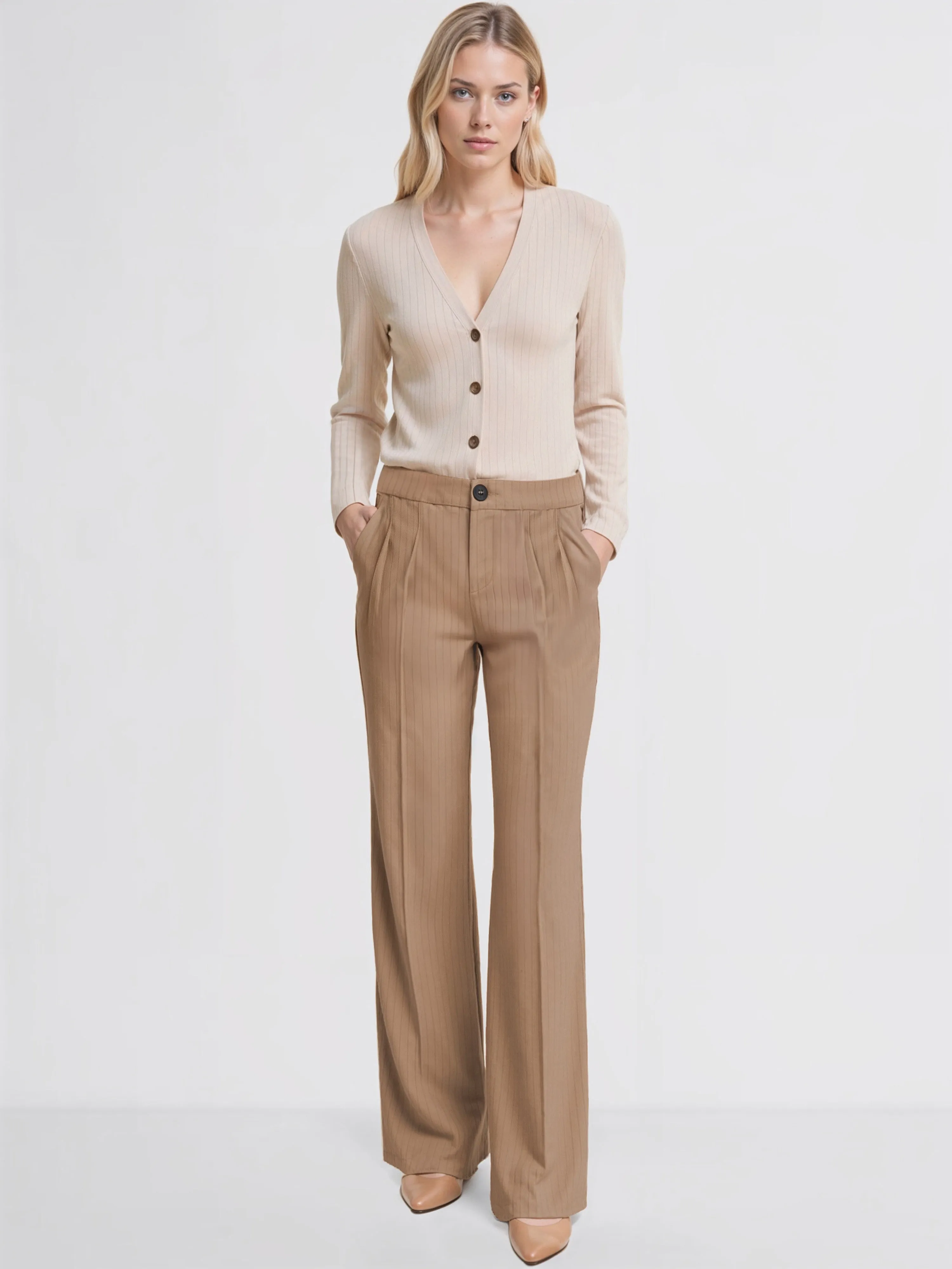 Sleek Style Straight Leg Pin Stripe Pant