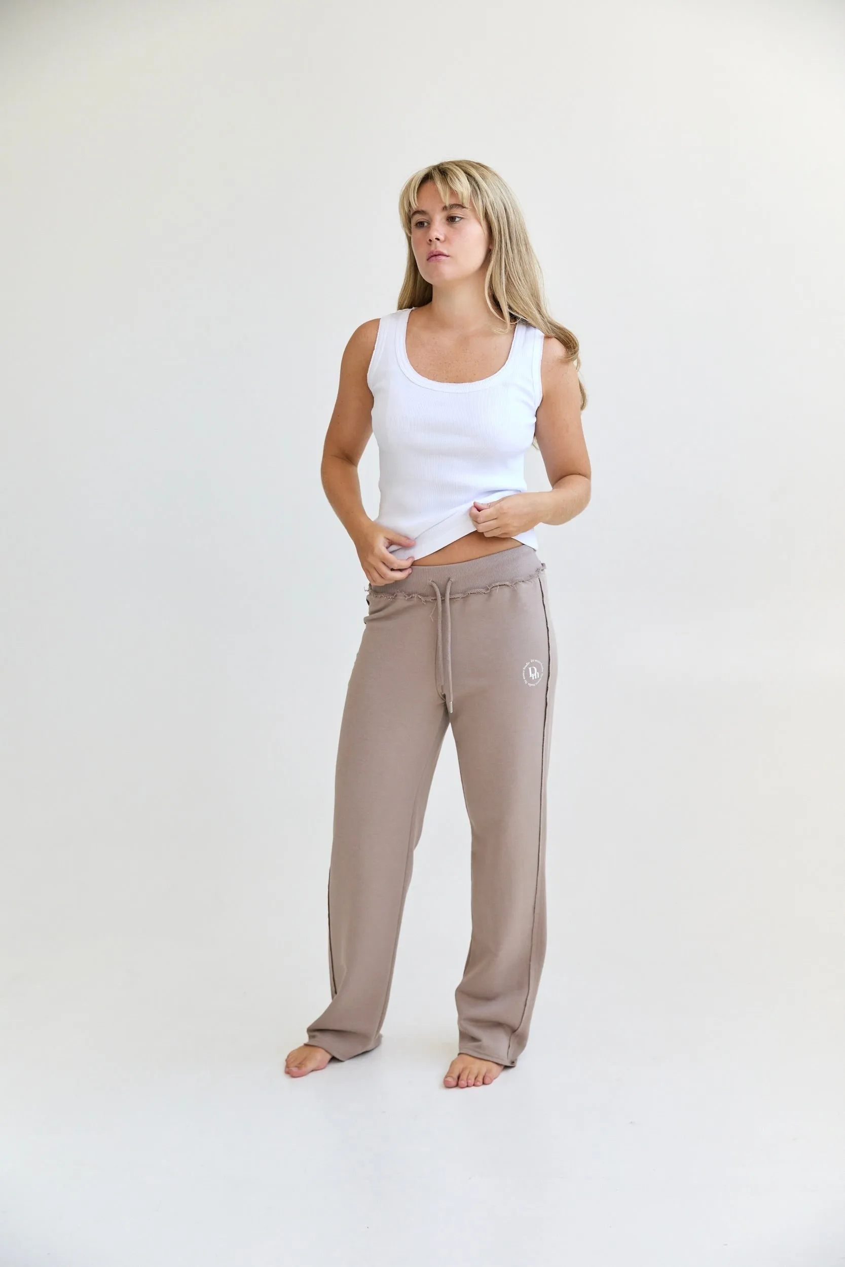 Straight Leg Sweatpants -  mocca