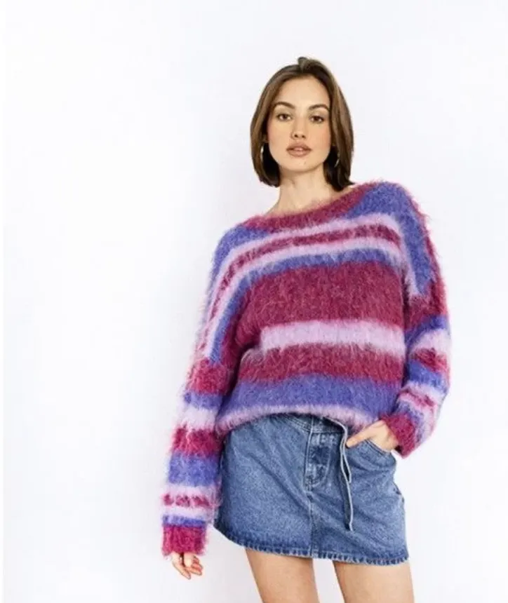 Striped Fuzzy Sweater