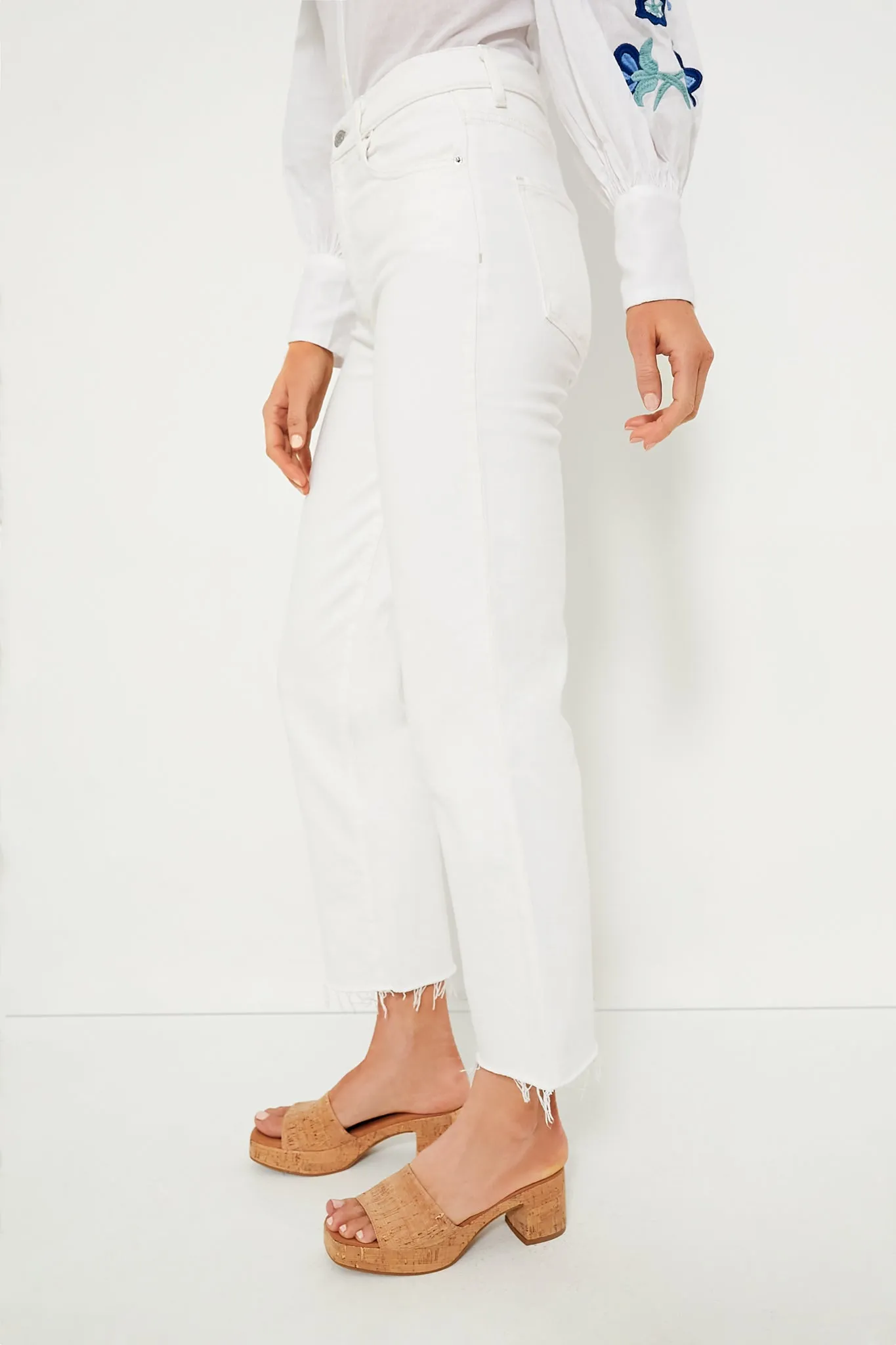 White Sabine Straight Raw Hem