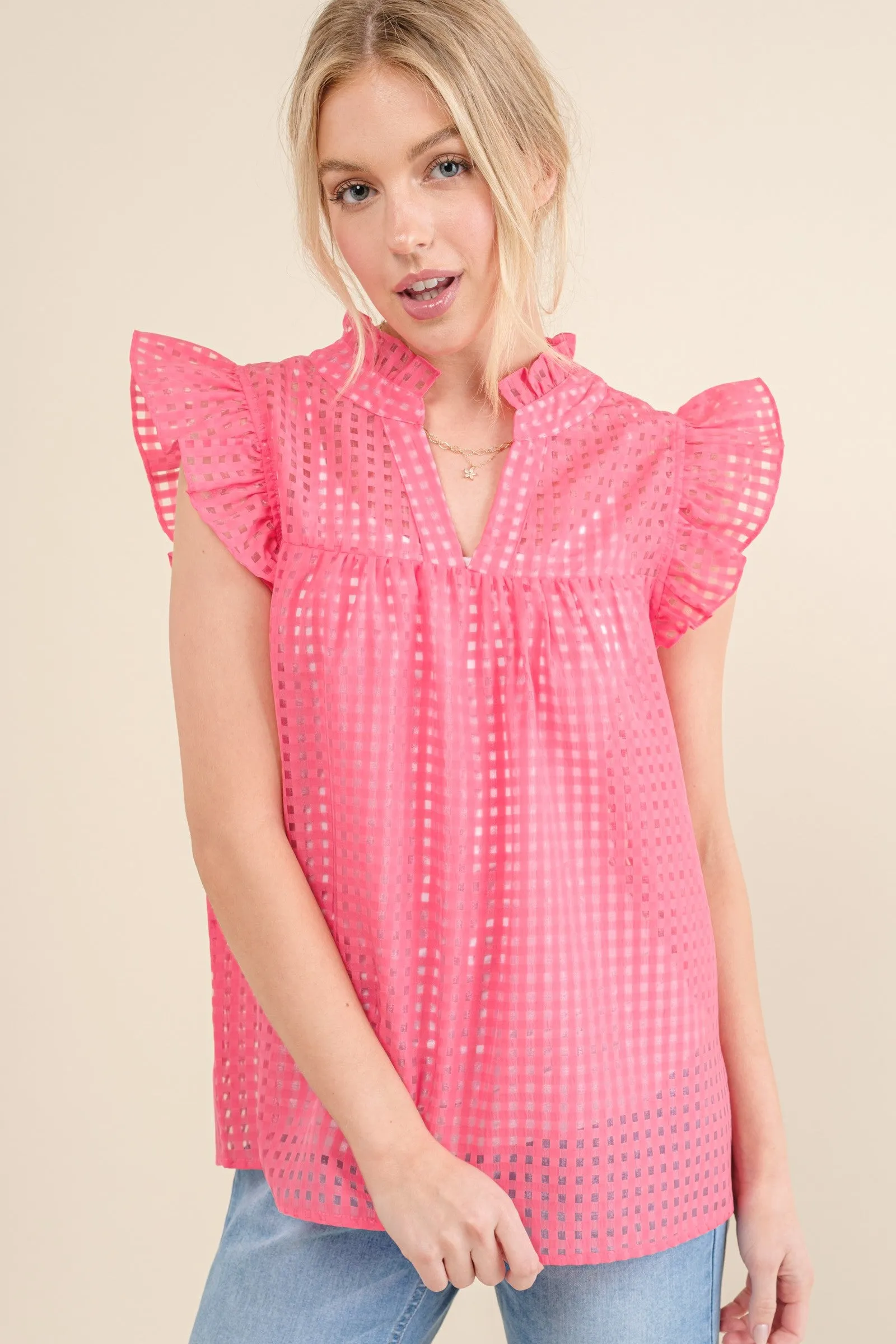 Wish We Could Gingham Blouse