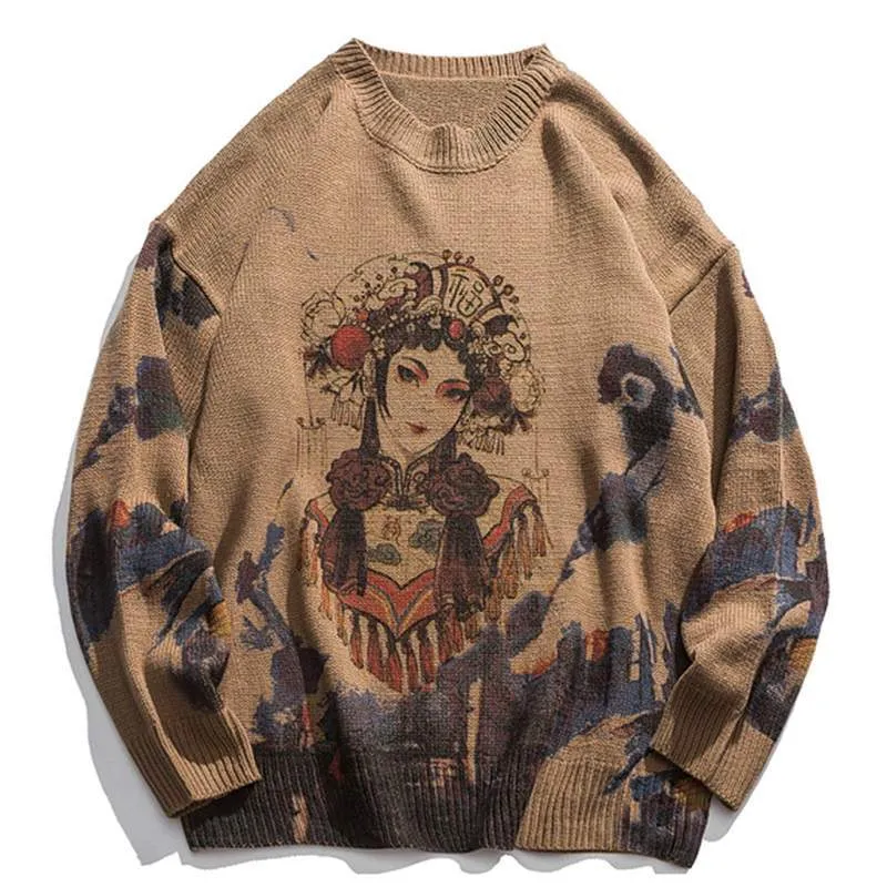 WLS Embroidered Art Opera Knit Sweater