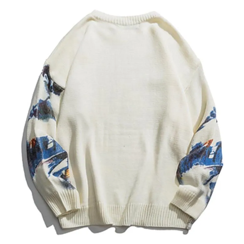 WLS Embroidered Art Opera Knit Sweater