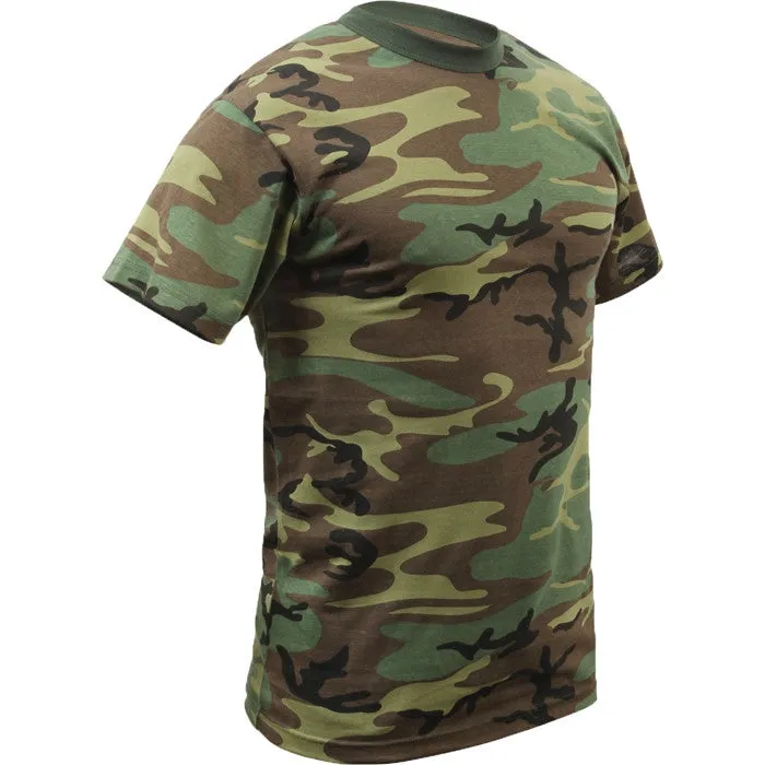 Woodland Camouflage Poly/Cotton T-Shirt | Mens Regular Cut Military Army Tee