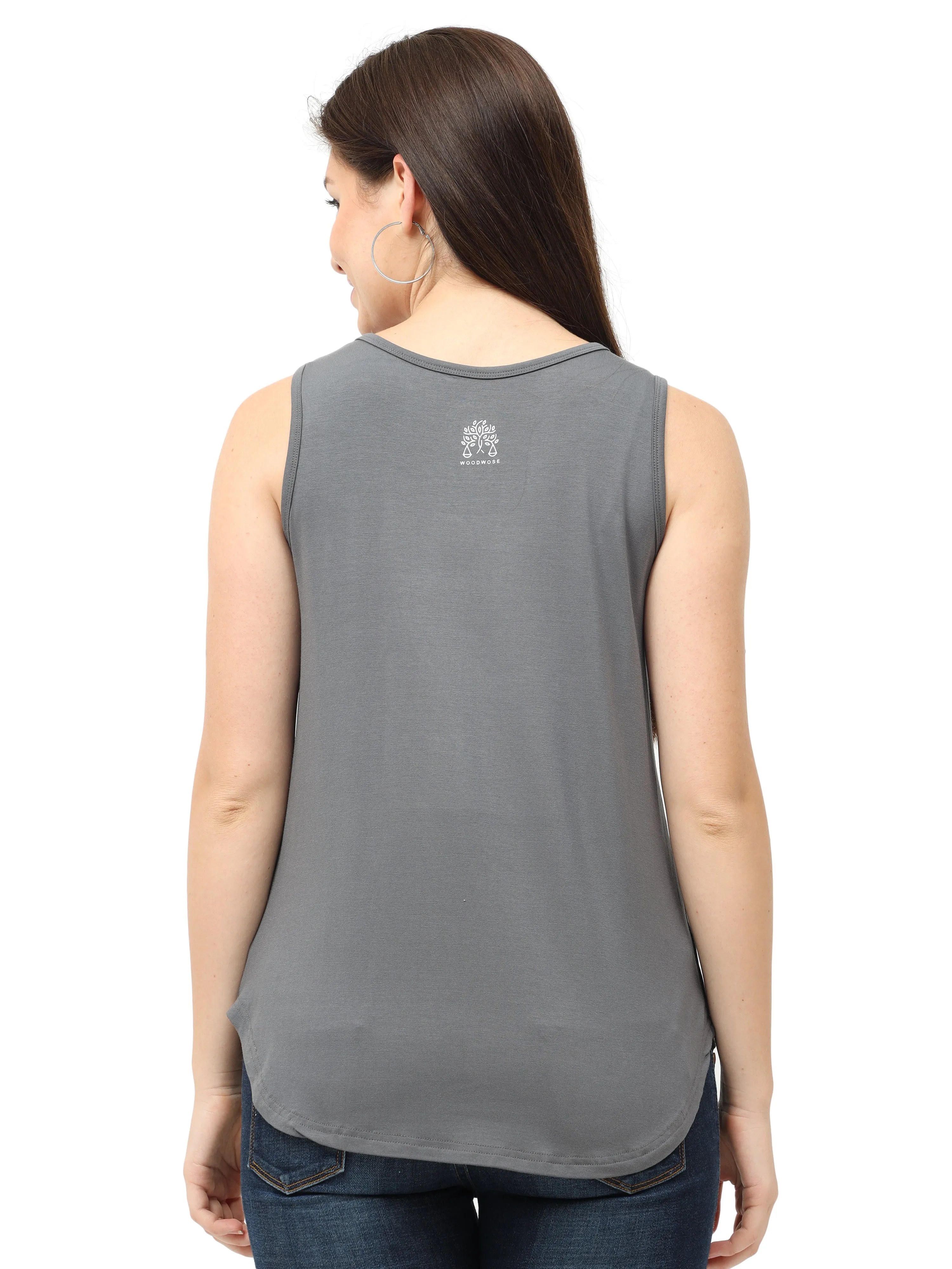 Woodwose Organic Clothing Women's Dark Grey Bamboo Relaxed Fit Tank Top